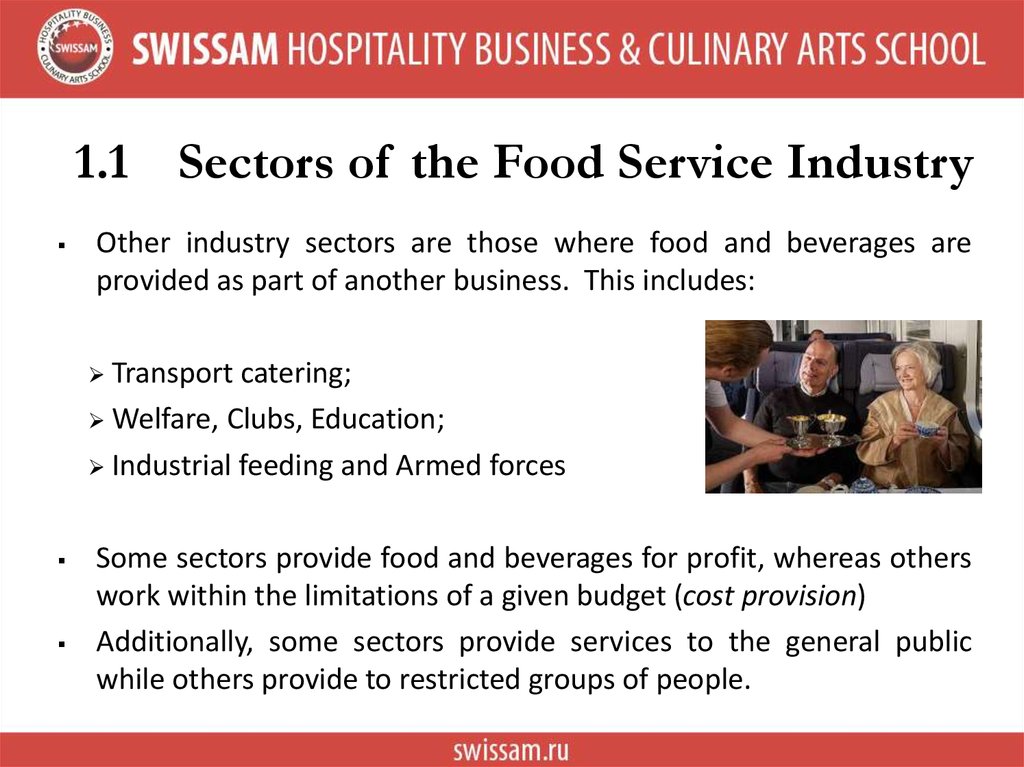 Introduction to food & beverage service. Sectors of the Food Service