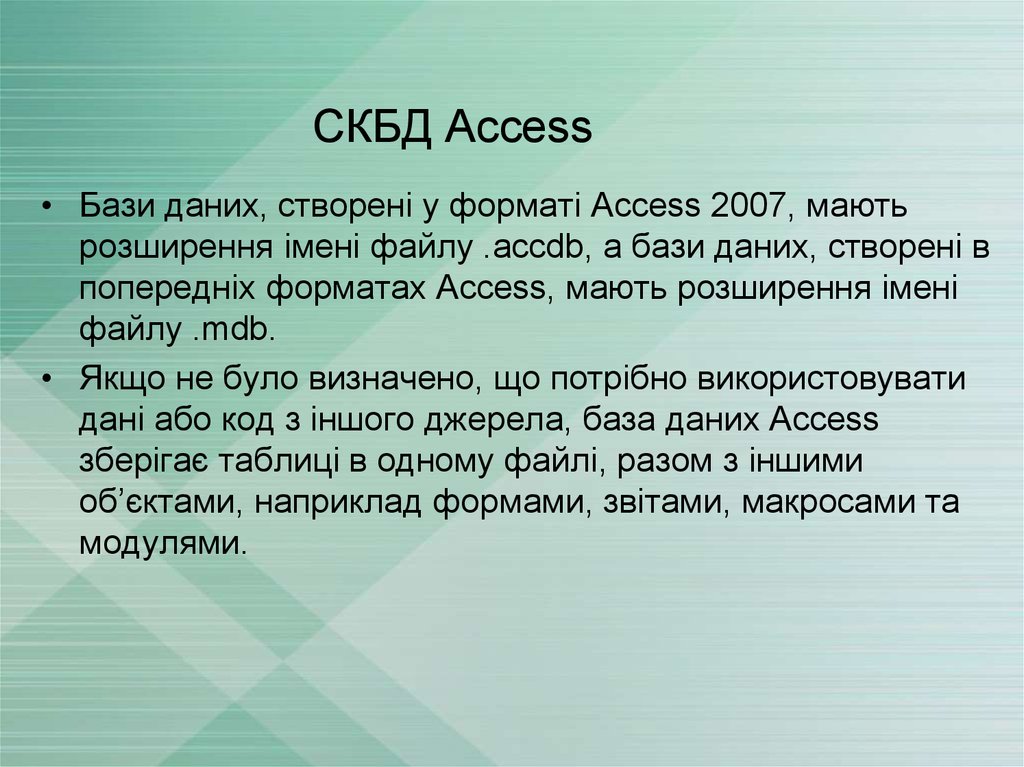 СКБД Access
