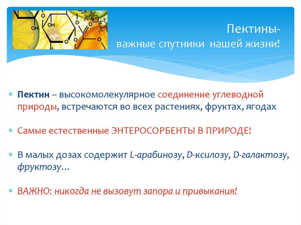 Пектины- важные спутники нашей жизни!