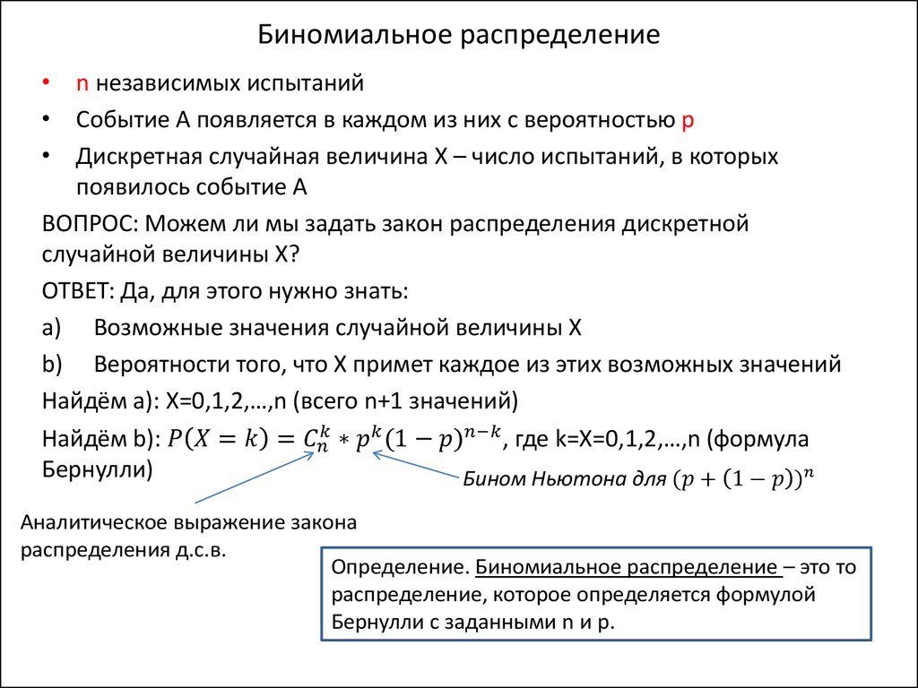 Биноминальное распределение презентация