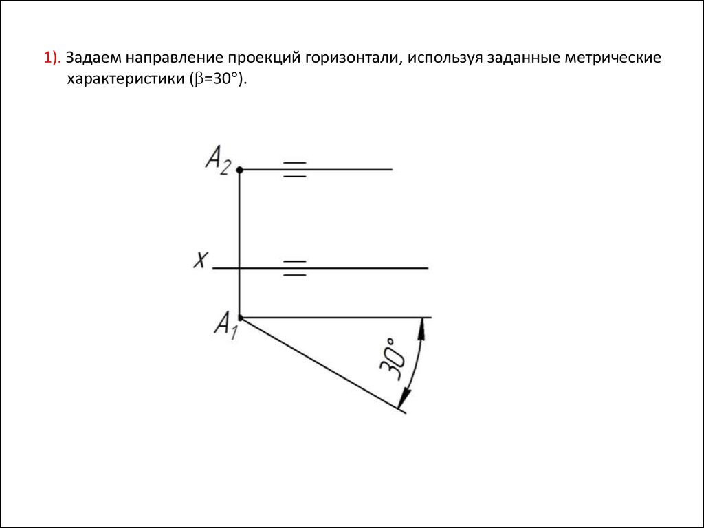 Проекция на направление движения. Проекция горизонтали. Проекция на направление. Построить горизонталь в 3 проекциях. Свойства проекций горизонтали.