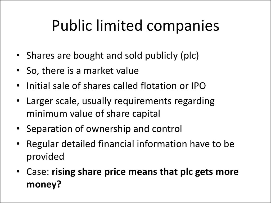 Public limited companies
