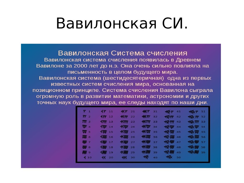 Проект вавилонская система счисления