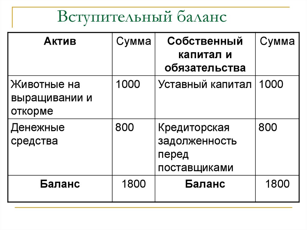 Сумма балансовой стоимости активов