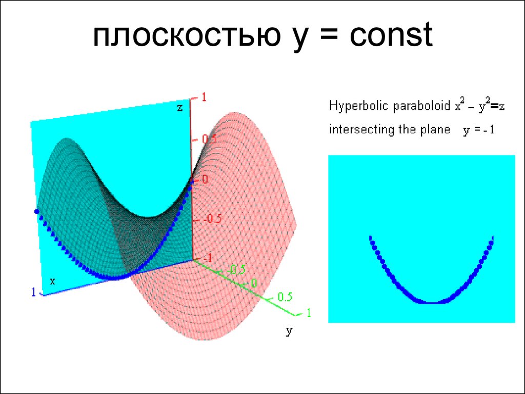 Плоскость y 0. Гиперболический параболоид сечения. Гиперболический параболоид в природе. Сечение параболоида плоскостью. Y const график.