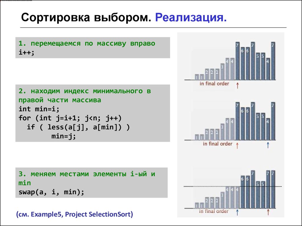 Сортировка выборами. Сортировка массива выбором. Визуализация алгоритмов сортировки. Визуализация массива. Реализация алгоритма сортировки выбором.