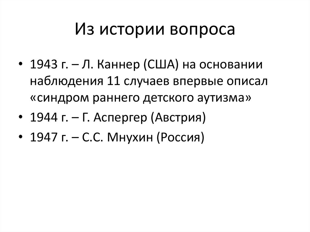 Из истории вопроса