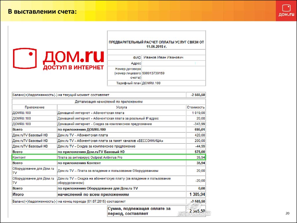 Абонентская плата за домашний интернет