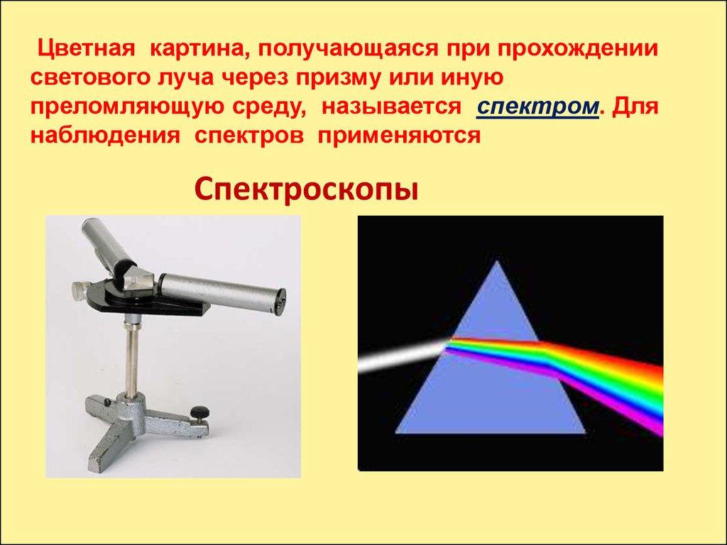 Призменный спектральный аппарат который формирует изображение спектра на экране называется