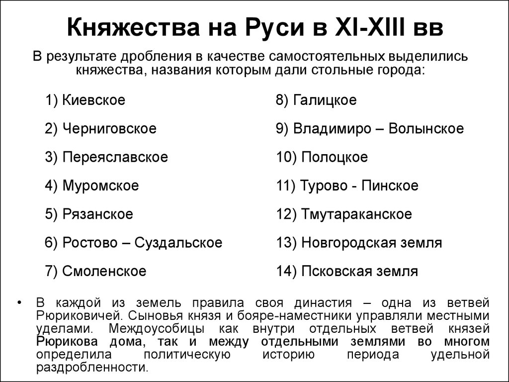 Реферат: Русь в период феодальной раздробленности XII-XIII вв.