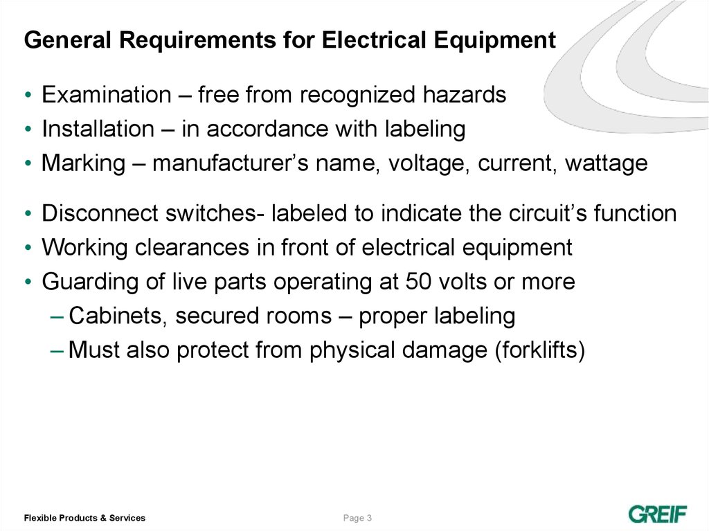 General Requirements for Electrical Equipment