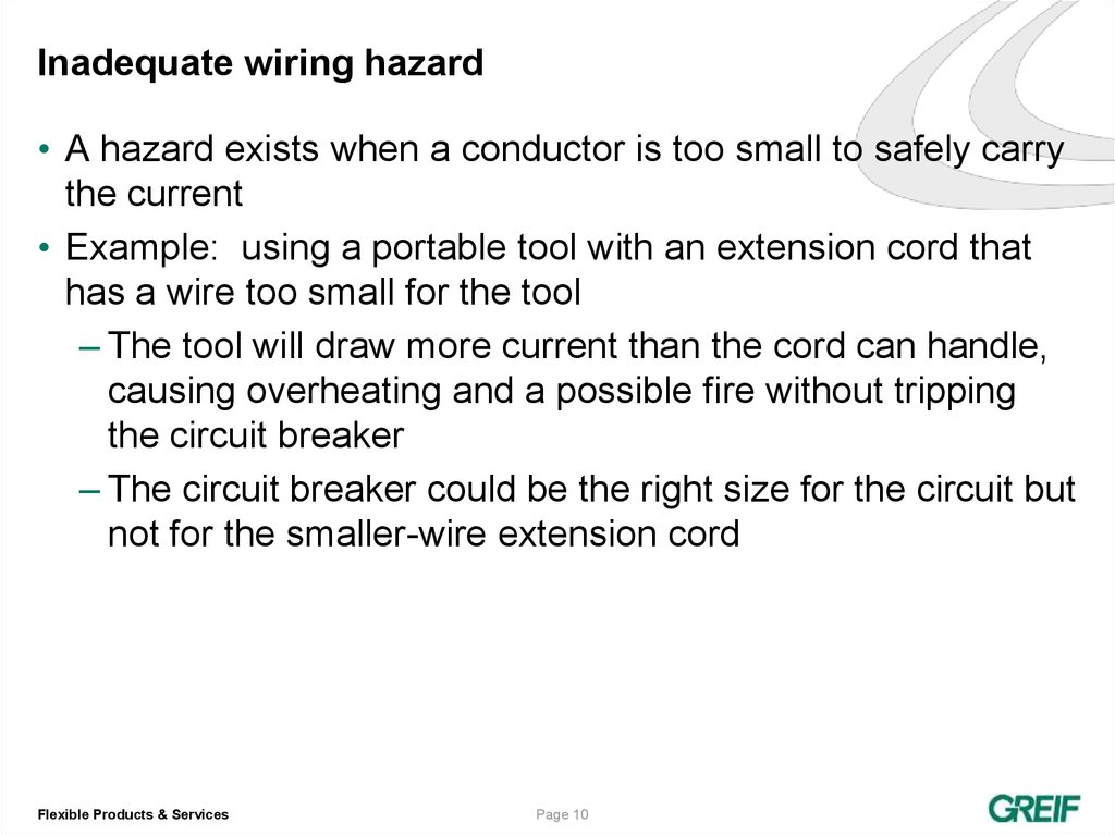 Inadequate wiring hazard