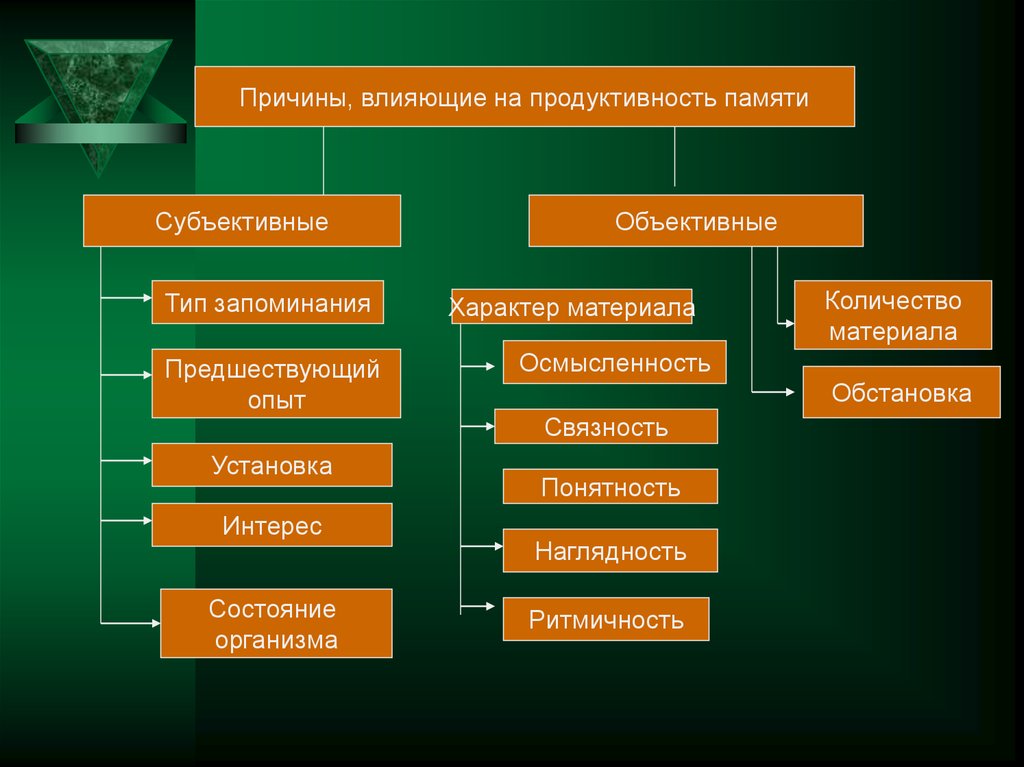 Причины воздействия. Факторы влияющие на продуктивность памяти. Причины влияющие на продуктивность памяти. Факторы продуктивности памяти таблица. Схема причин влияющих на продуктивность памяти.