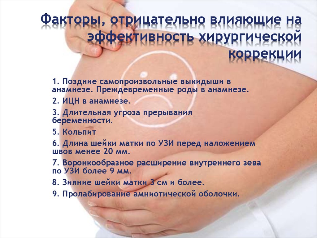 Угроза прерывания беременности код. Методы коррекции истмико-цервикальной недостаточности. Преждевременные роды в анамнезе.
