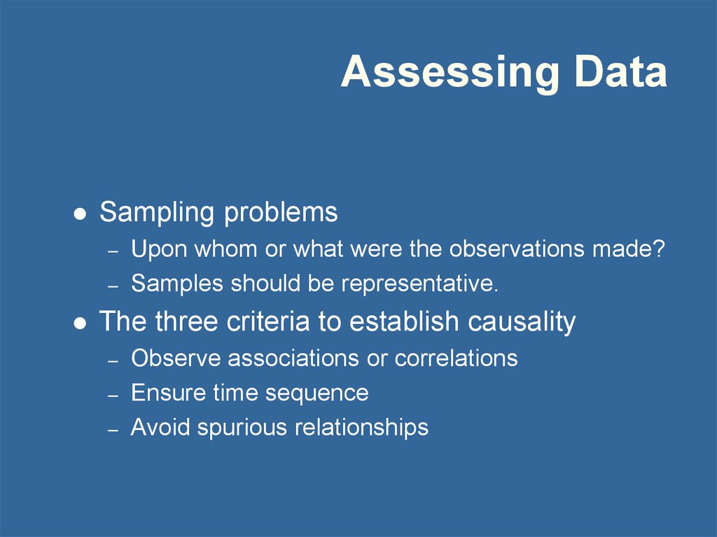 Assessing Data