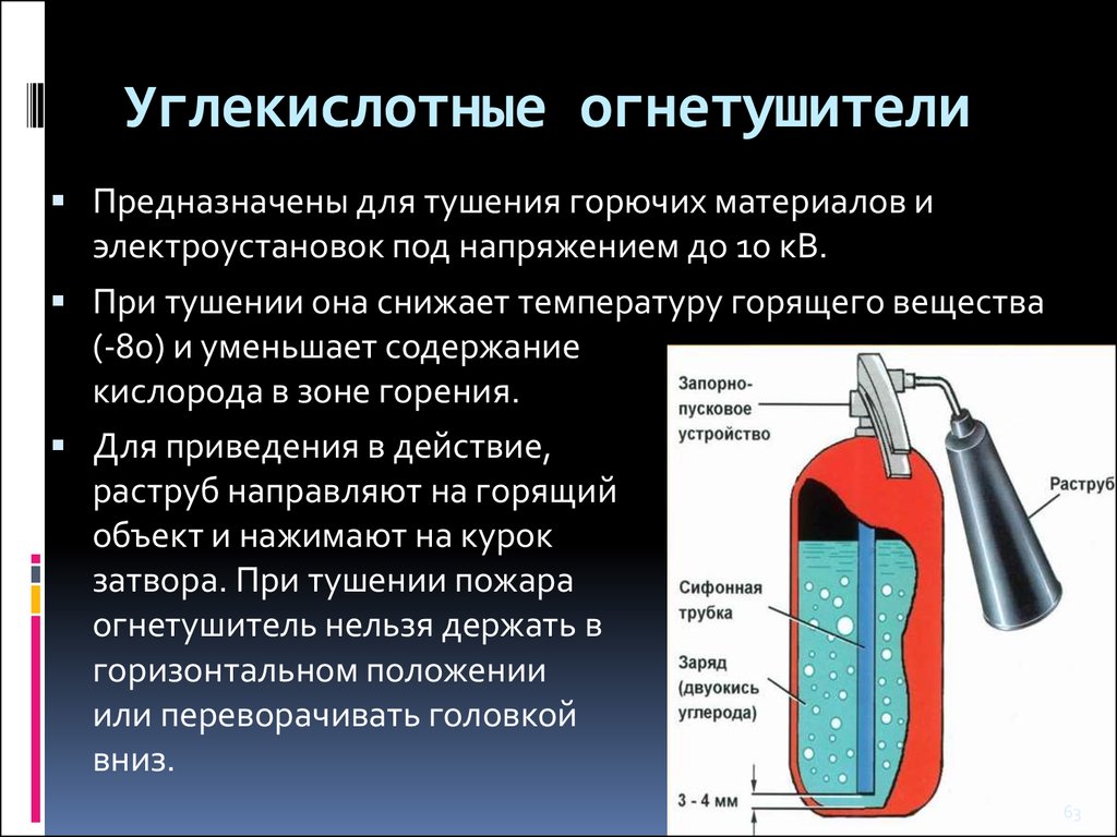 Углекислотные огнетушители запрещается применять