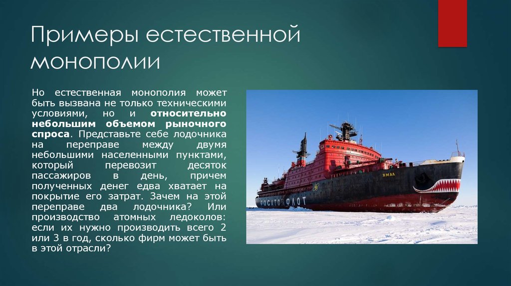 Примеры естественной монополии