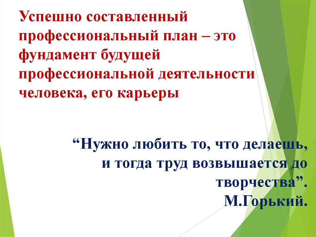 Какую роль играет правильно составленный профессиональный план в профессиональном