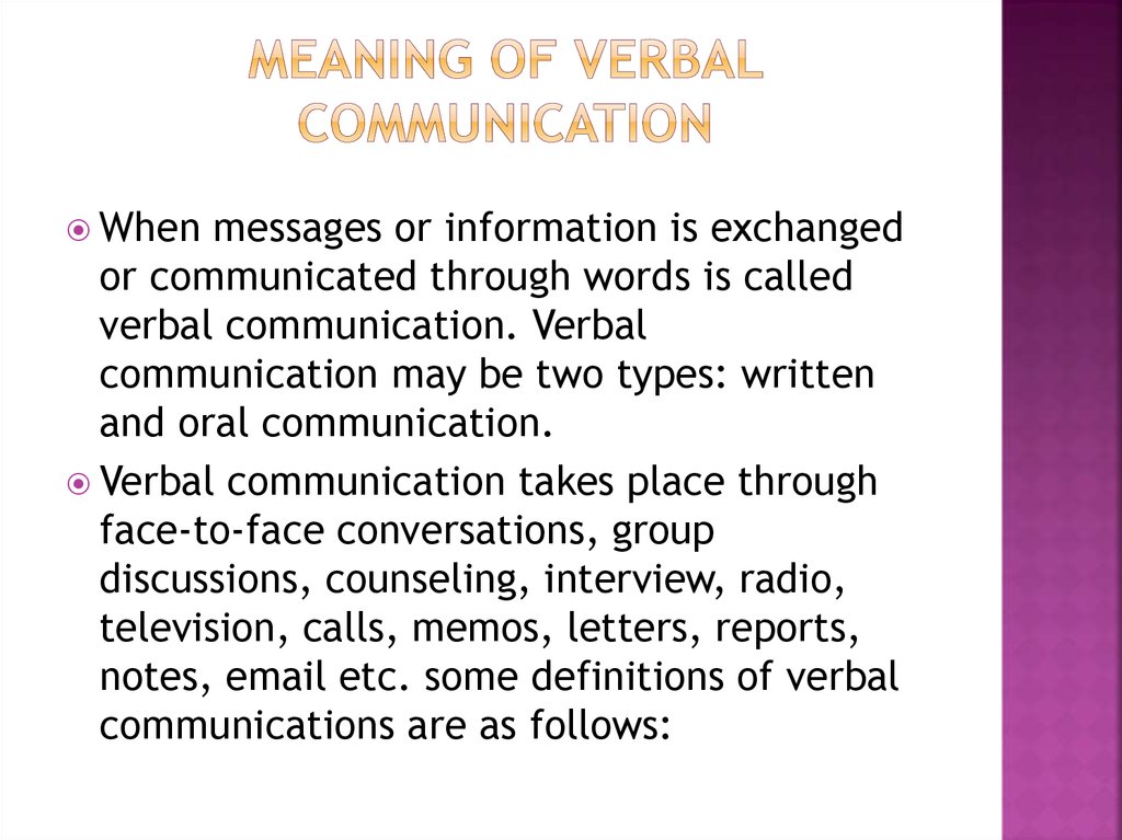 Meaning of verbal communication