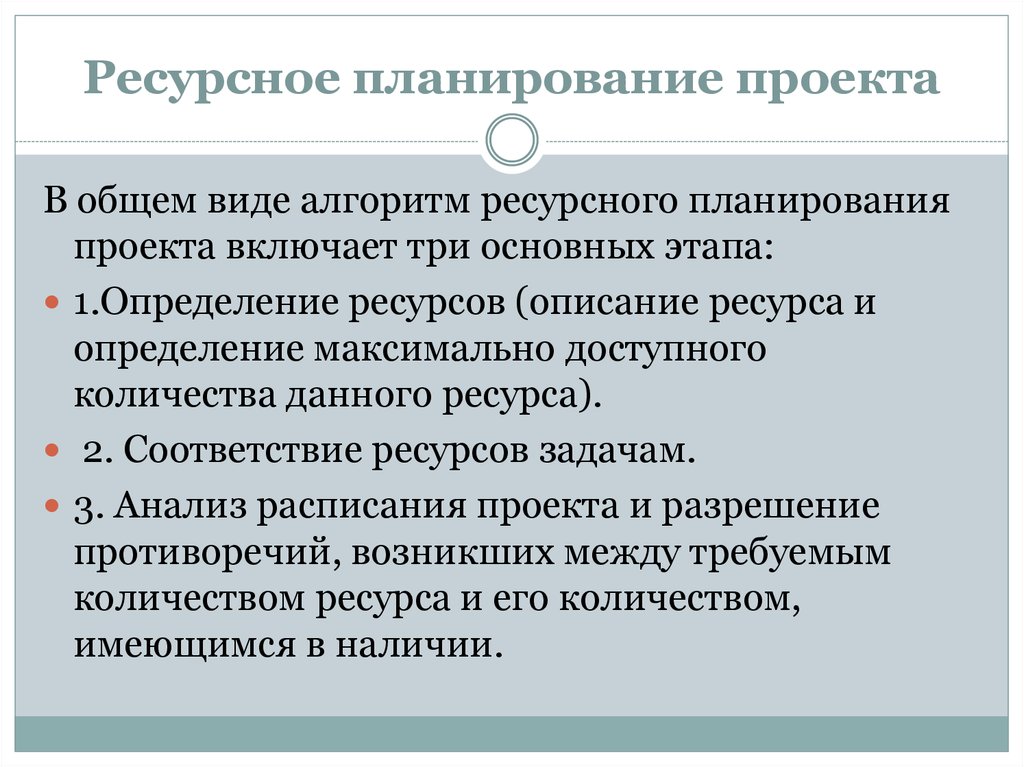 Ресурсное планирование при управлении проектом