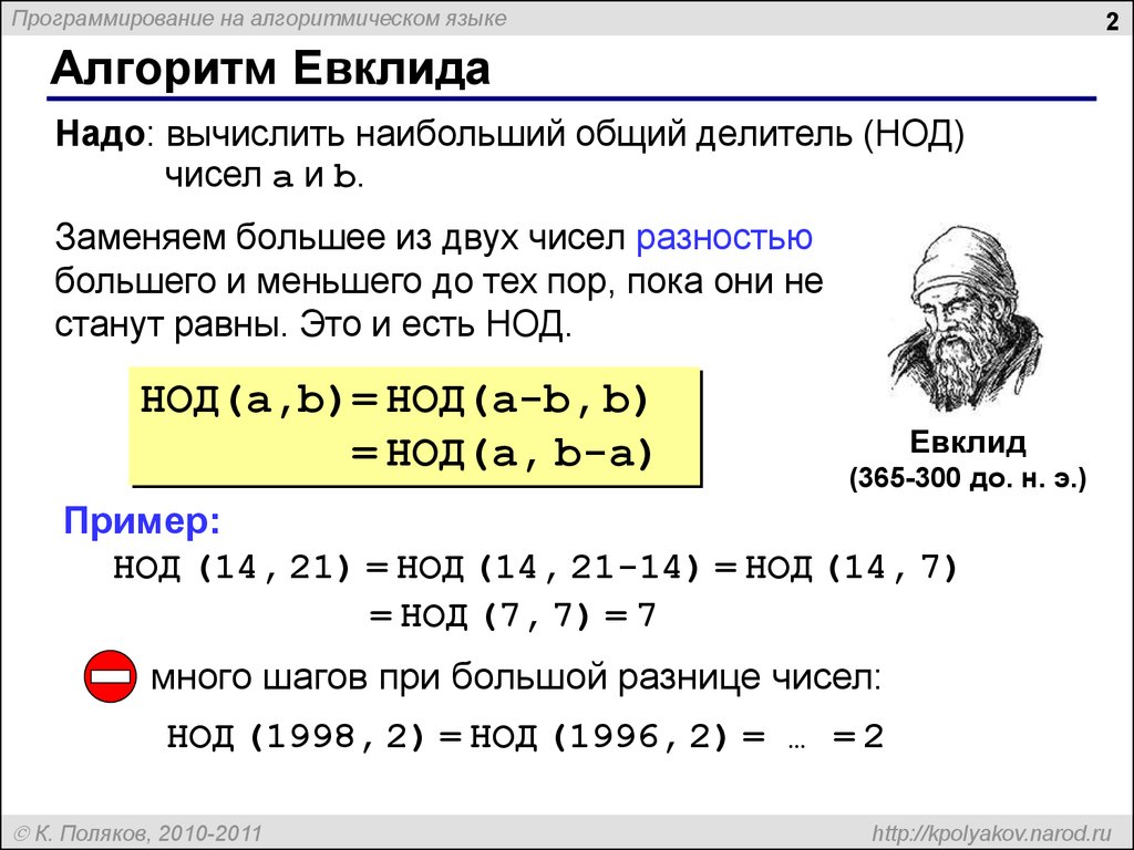 Алгоритм евклида 9 класс презентация семакин