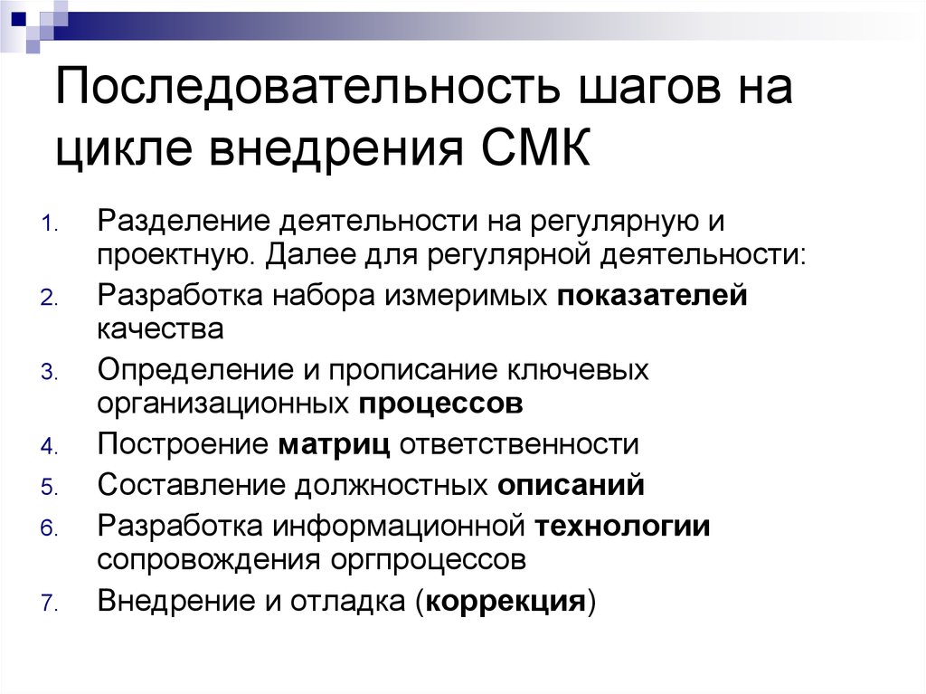 Схема внедрения смк на предприятии