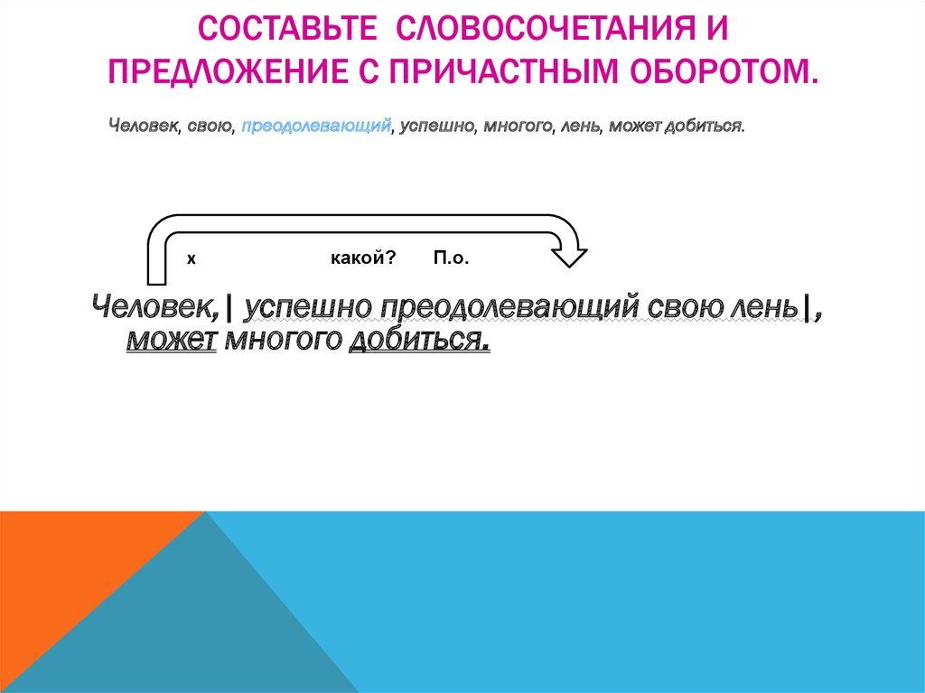 Художественная литература 5 предложений с причастным оборотом