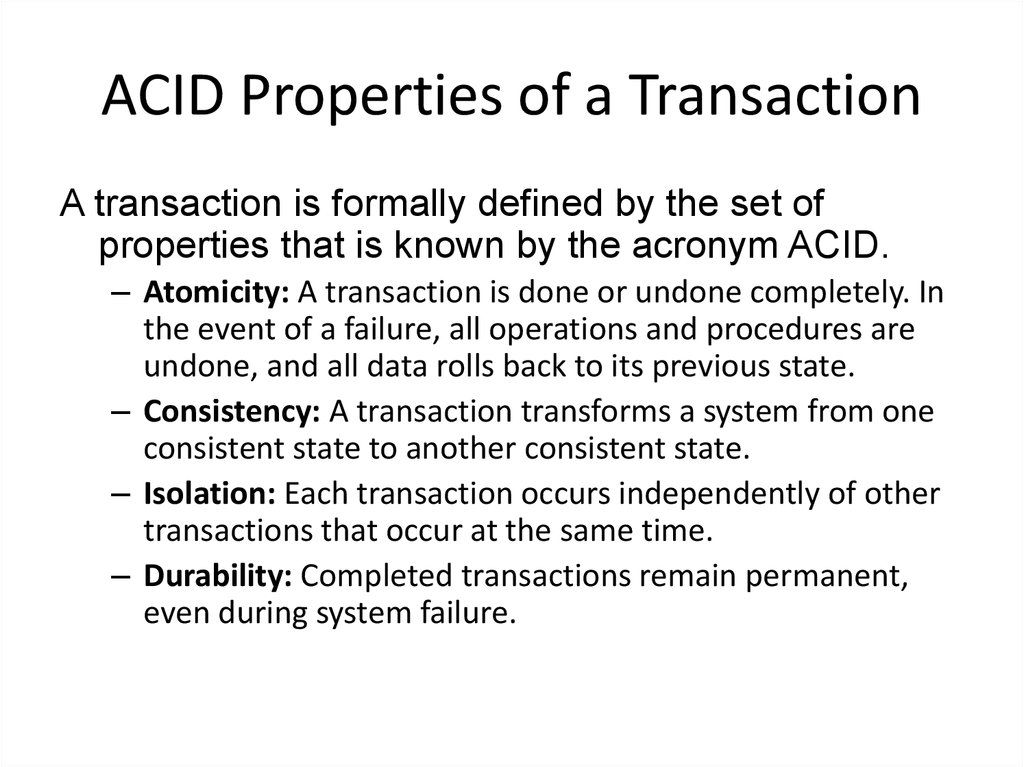 ACID Properties of a Transaction