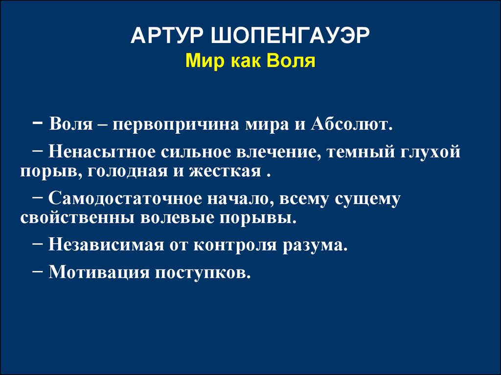 Волюнтаризм шопенгауэра презентация