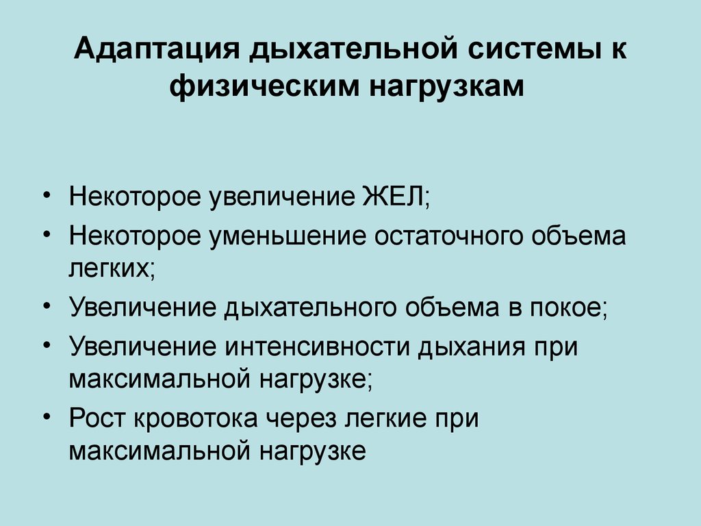 Ст дыхание. Адаптация дыхательной системы к физическим нагрузкам. Изменения в дыхательной системе при физических нагрузках. Адаптация дыхания человека. Механизмы адаптации дыхания.