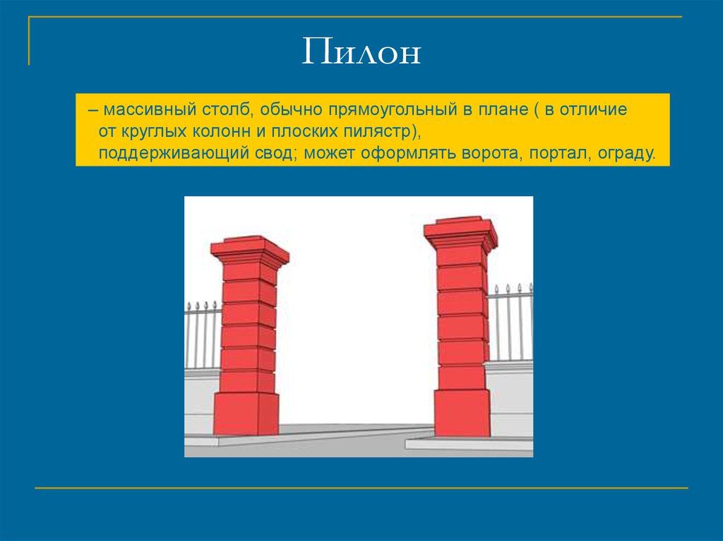 Ответ столб. Пилон архитектура. Пилоны в строительстве. Пилоны колонны в строительстве. Пилон колонна.