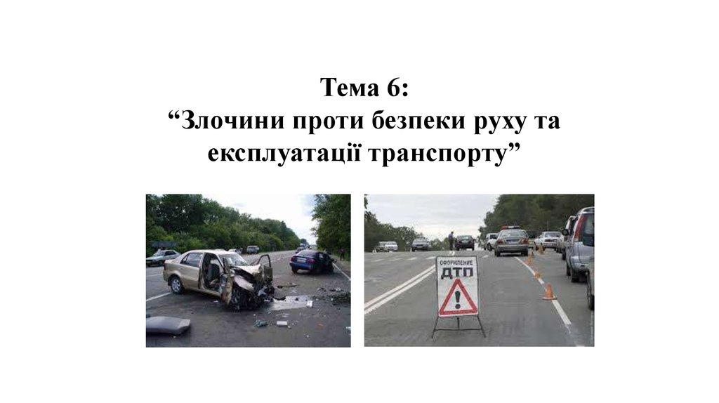 Реферат: Злочини проти безпеки руху та експлуатації транспорту Поняття та система транспортних злочинів