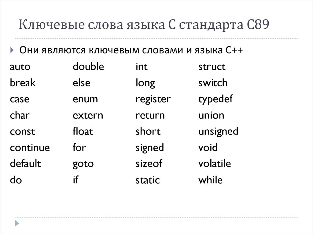 Простейшие конструкции языка