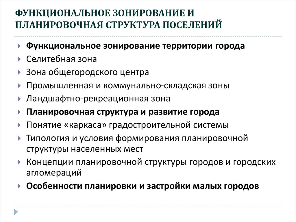 Классификация населенных пунктов и зонирование их территории