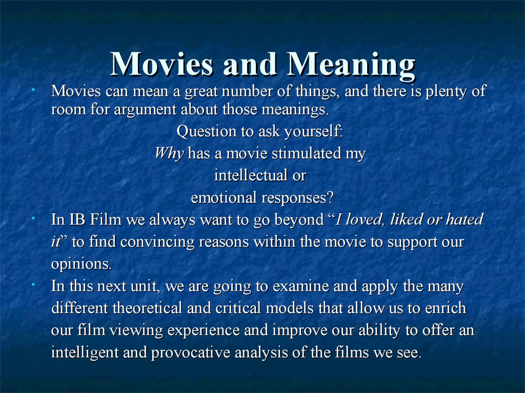 Thinking About Movies Theory And Meaning Online Presentation