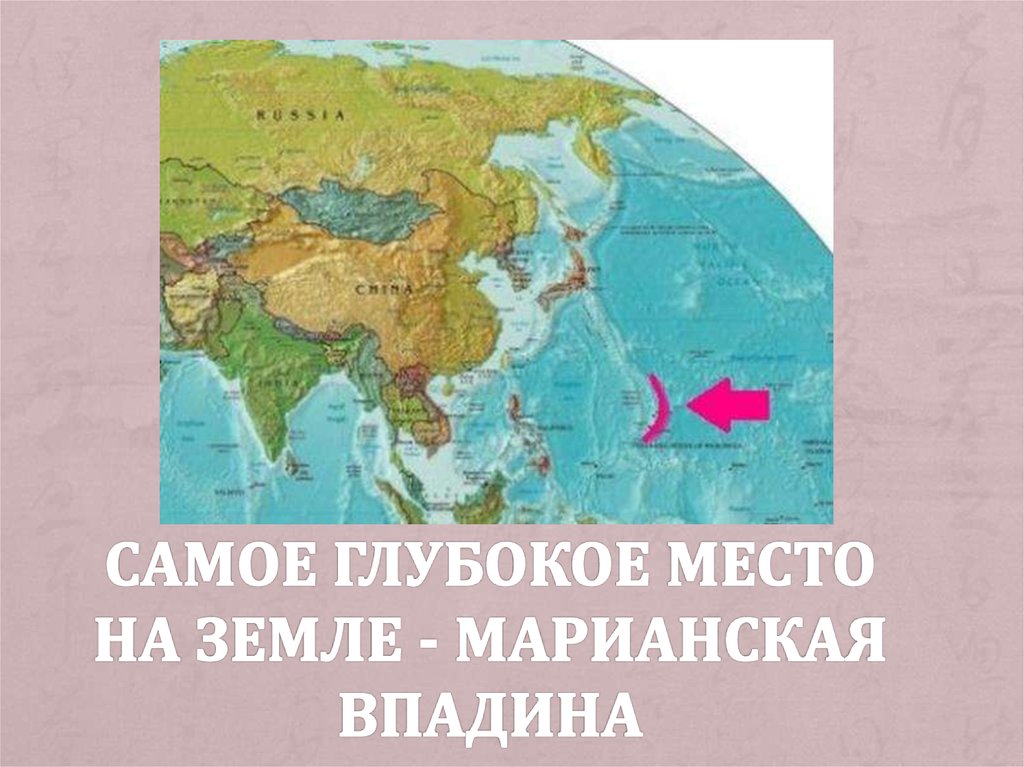 Самое глубокое место на земле - марианская впадина