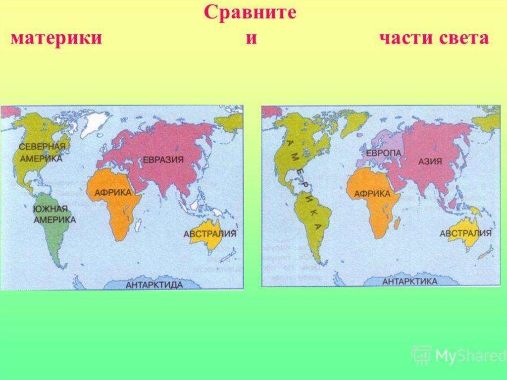 Презентация по окружающему миру 2 класс материки и части света