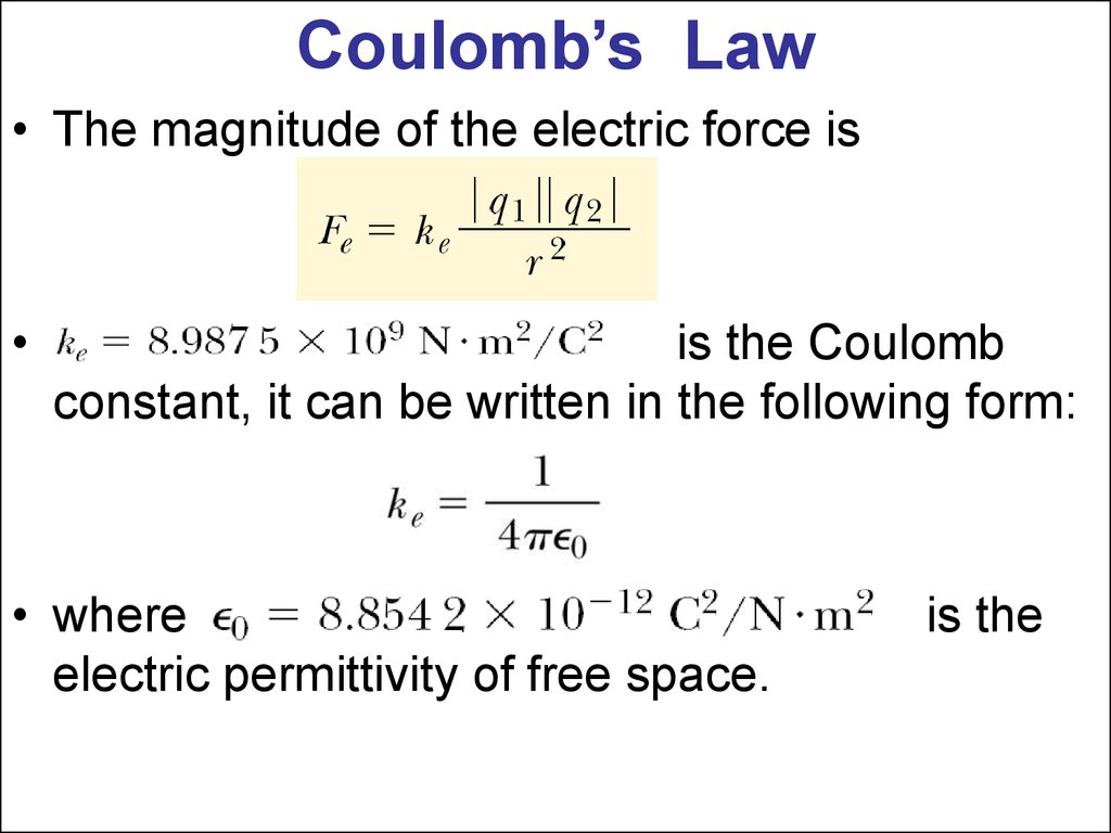 Its the law of the. Coulomb's Law. Electric Force Formula. Law of Coulomb Electric. Coulomb Force Formula.