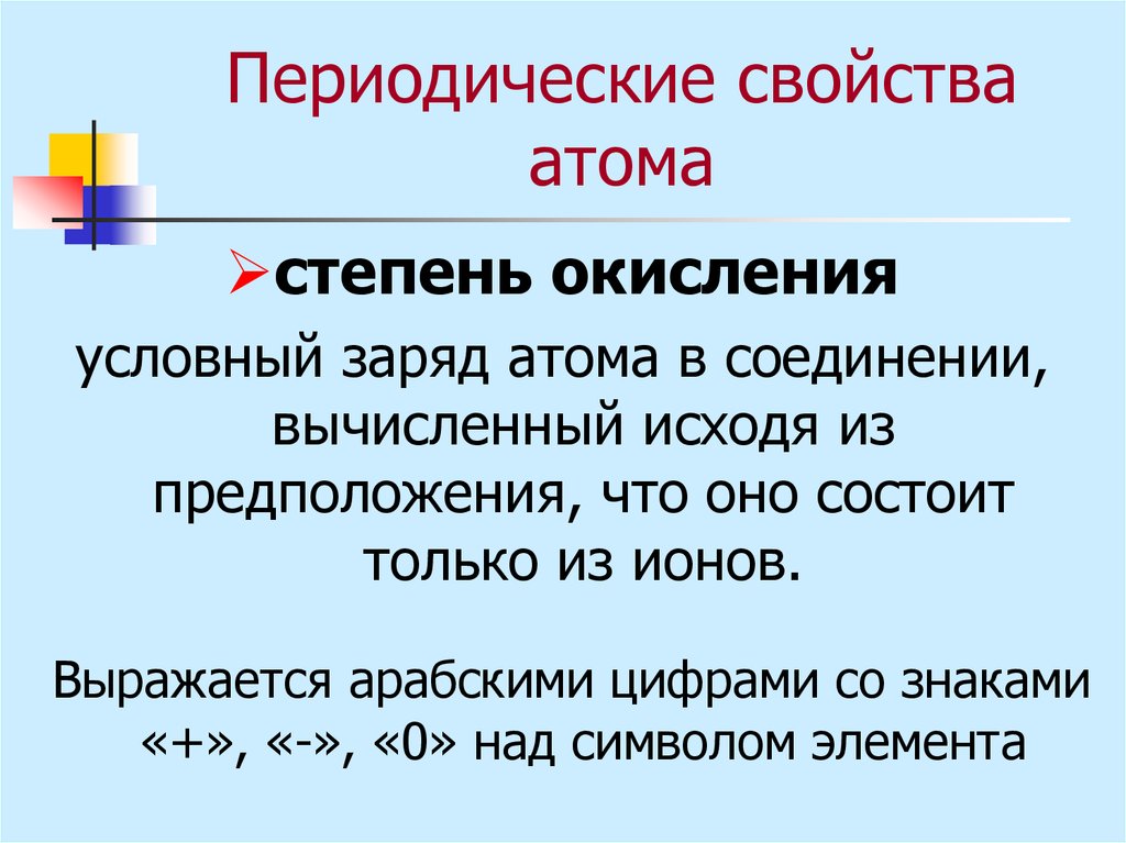 Периодические свойства атомов элементов