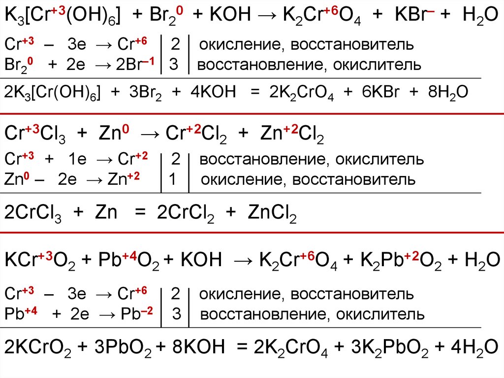 Соединения cr 6. K CR Oh 6 +br+Koh. K[CR(Oh)4] + br2. CR+3 CR+6 ОВР. K3 CR Oh 6 br2 Koh.