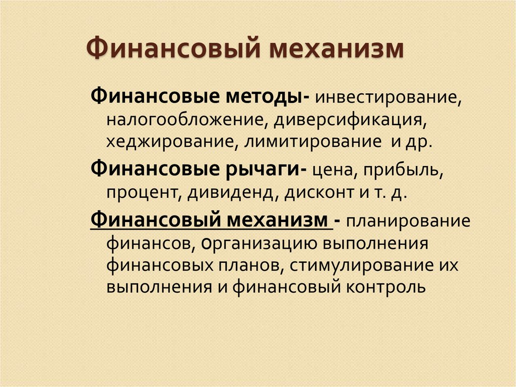 Теории финансов предприятий. Теория финансов. Методы инвестирования. Финансовый механизм. Методы лимитирования.