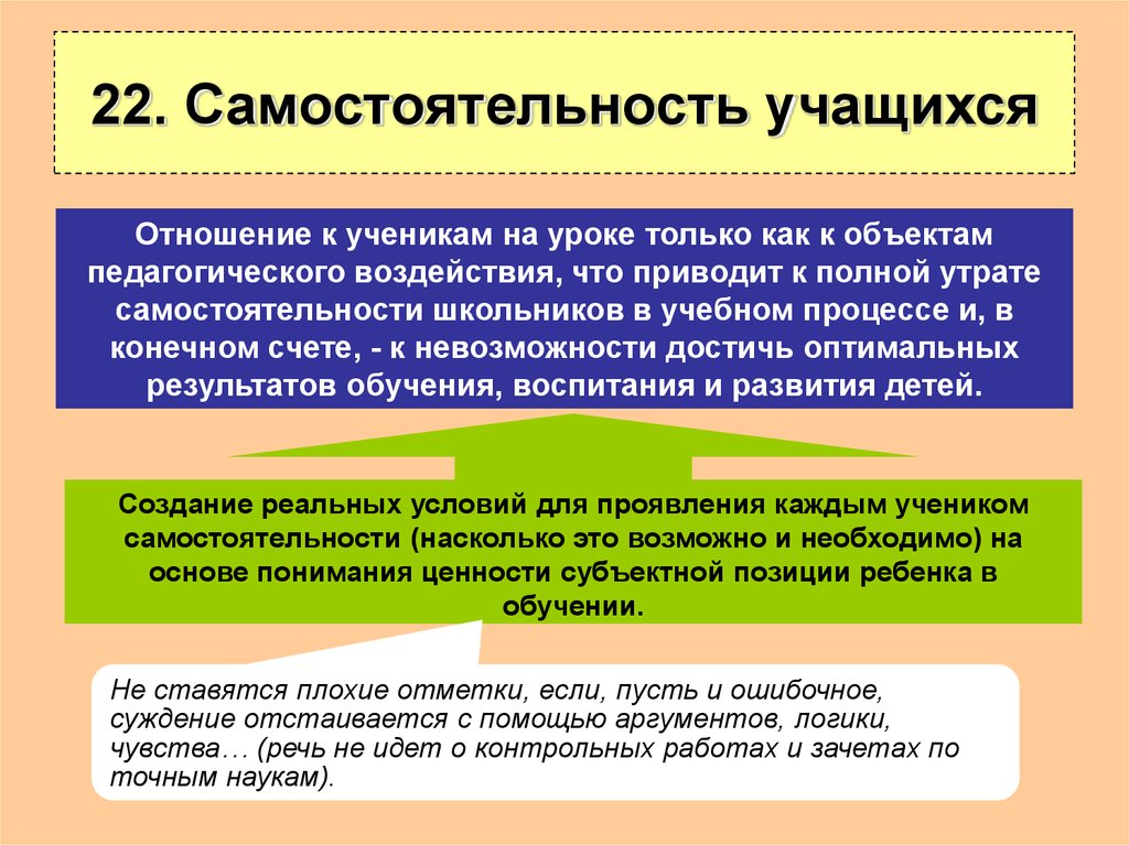 Знание 6. Условия проявления самостоятельности ученика на уроке. Формирование самостоятельности учащихся в процессе обучения. Создание условий для проявления самостоятельности. Самостоятельность это в педагогике.