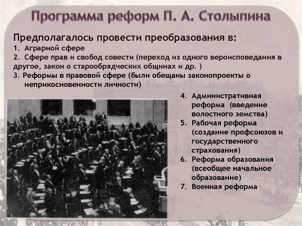 1907 год реформа