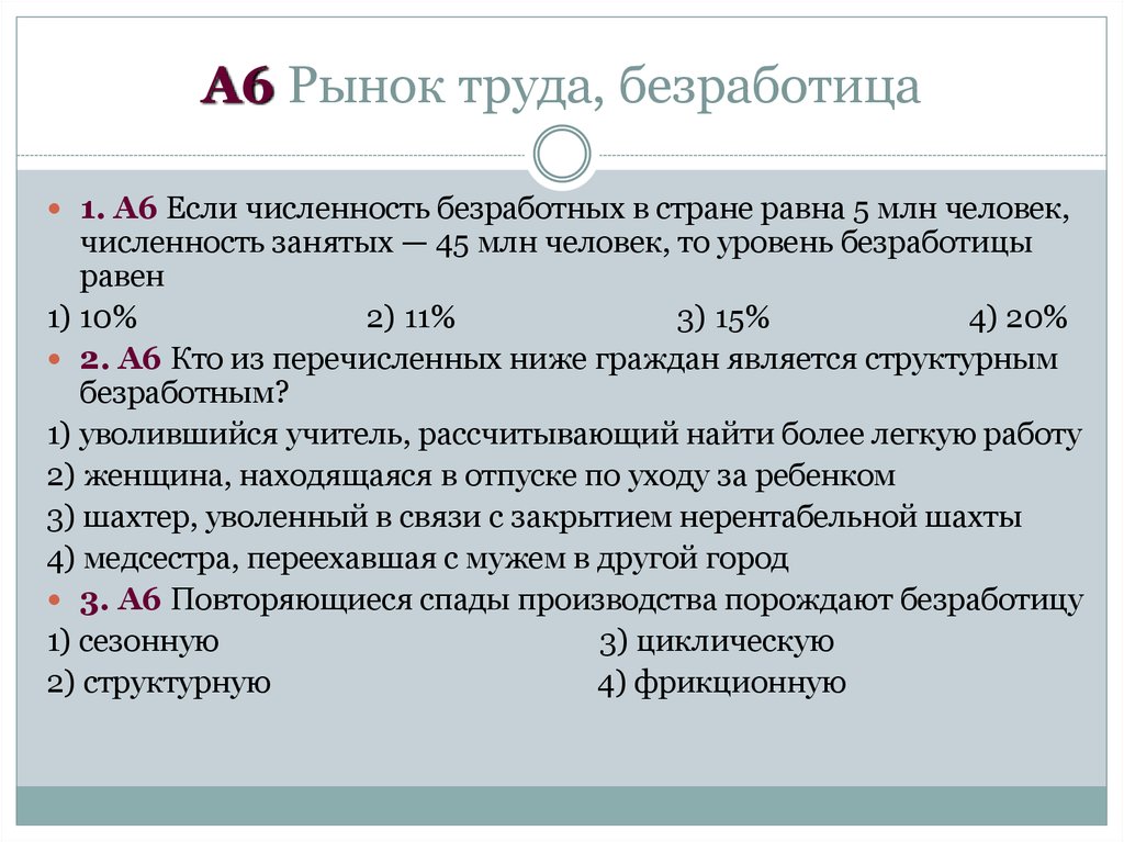 Обществознание 8 класс рынок труда и безработица