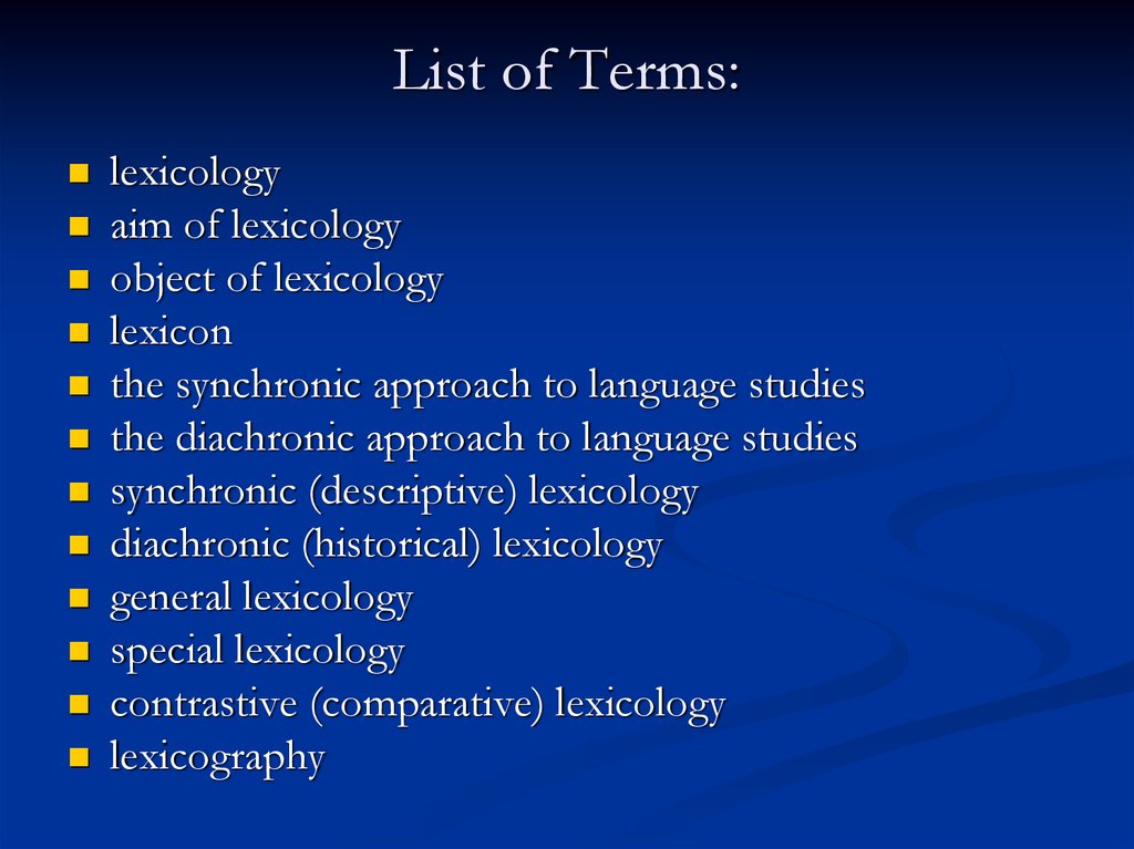 List of Terms: