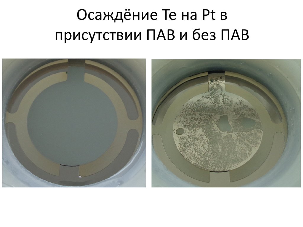 Осаждёние Te на Pt в присутствии ПАВ и без ПАВ