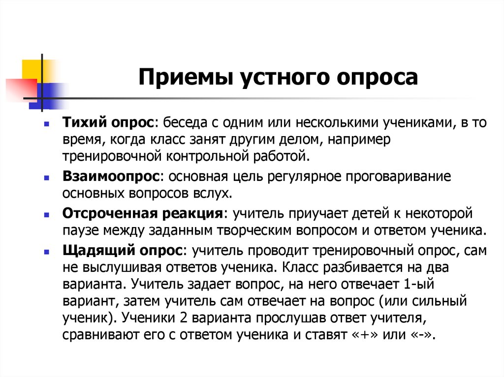 Устные вопросы. Устные опросы методика проведения. Формы проведения опроса на уроках. Виды опроса на уроках русского языка. Методы и приемы опроса учащихся.