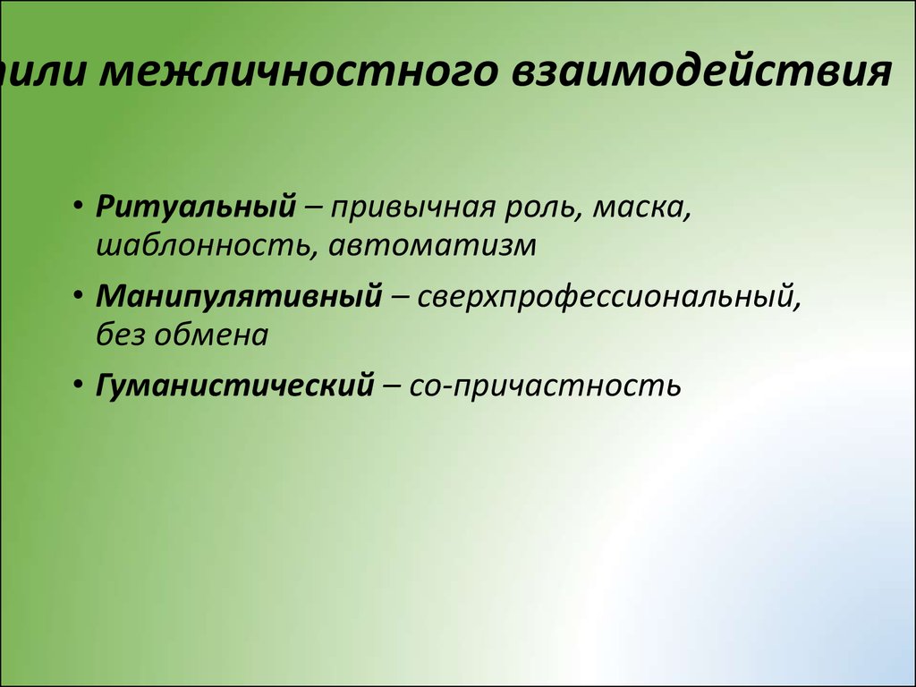 Стили Взаимодействия В Психологии Общения