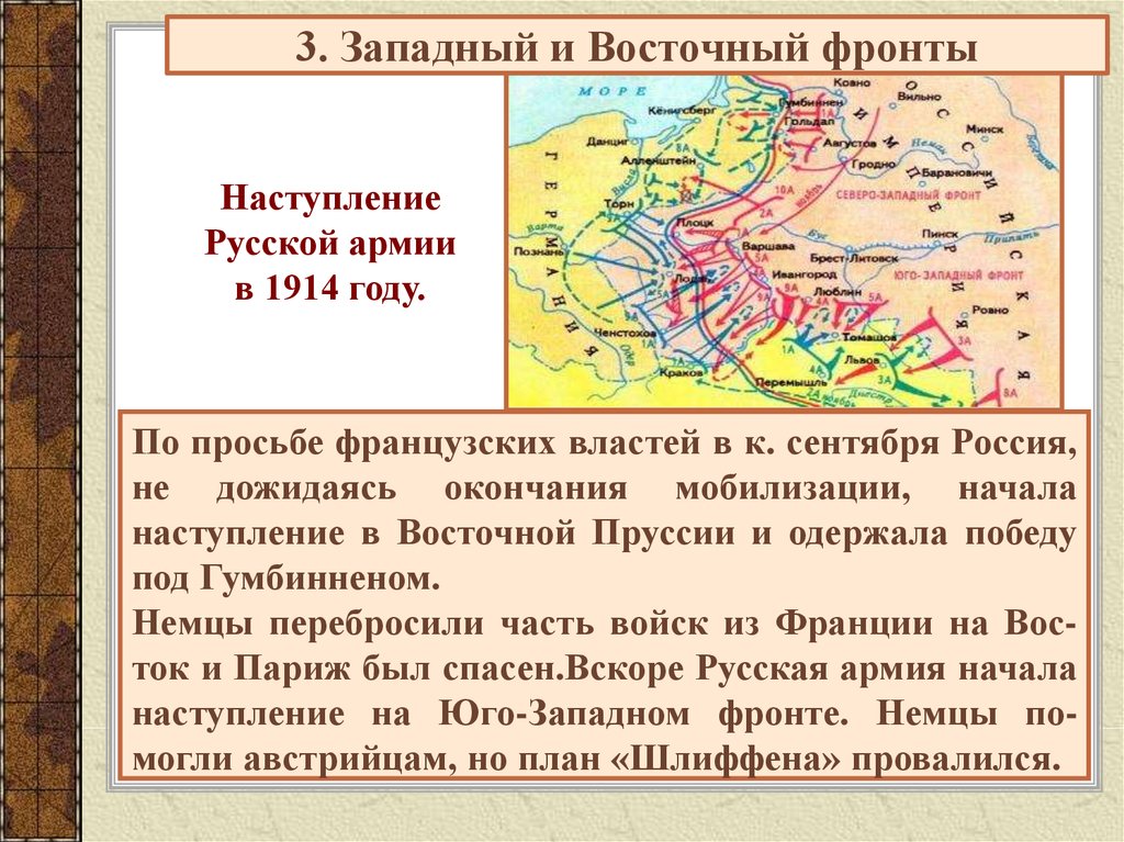 Первая мировая карта 1914 западный фронт