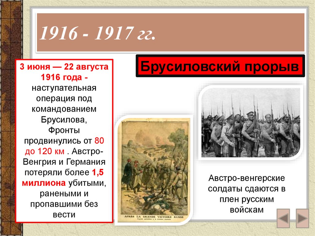 Наступательная операция 1916. Август 1916 год. Итоги 1916 года первой мировой войны.
